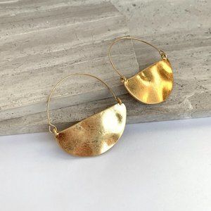 NEW ~ Anthropologie Rylan Gold Crescent Hoop Earrings